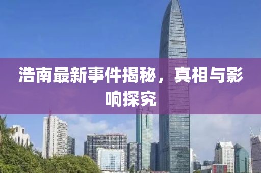 浩南最新事件揭秘，真相与影响探究