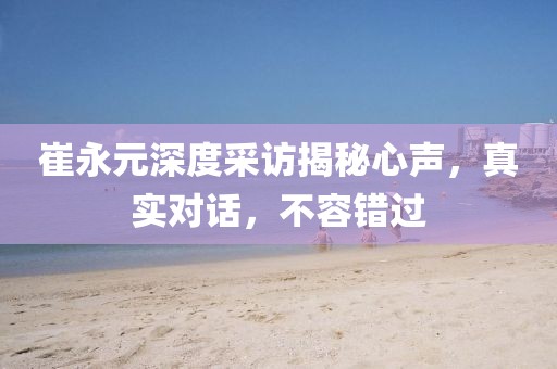 崔永元深度采访揭秘心声，真实对话，不容错过