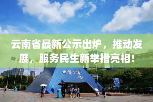 云南省最新公示出炉，推动发展，服务民生新举措亮相！