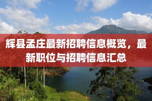 辉县孟庄最新招聘信息概览，最新职位与招聘信息汇总