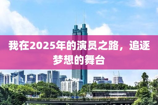 我在2025年的演员之路，追逐梦想的舞台