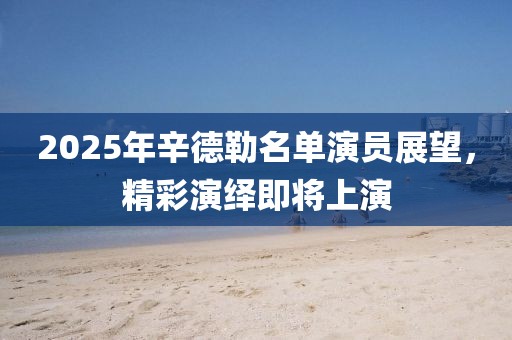 2025年辛德勒名单演员展望，精彩演绎即将上演