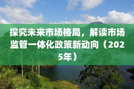 探究未来市场格局，解读市场监管一体化政策新动向（2025年）