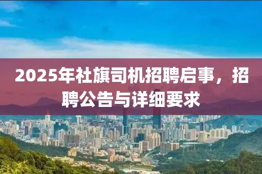 2025年社旗司机招聘启事，招聘公告与详细要求