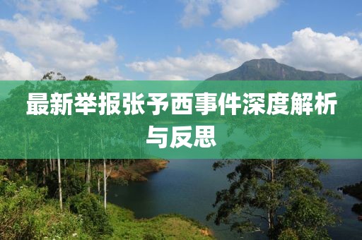 最新举报张予西事件深度解析与反思