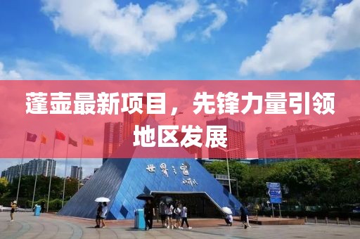 蓬壶最新项目，先锋力量引领地区发展