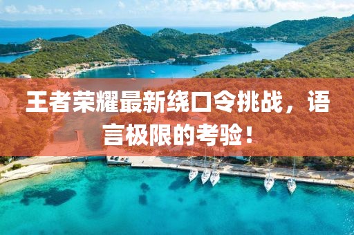 王者荣耀最新绕口令挑战，语言极限的考验！