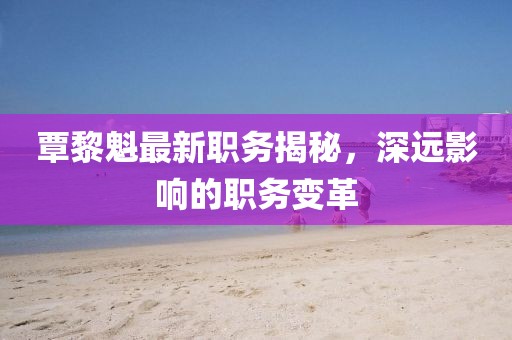 覃黎魁最新职务揭秘，深远影响的职务变革